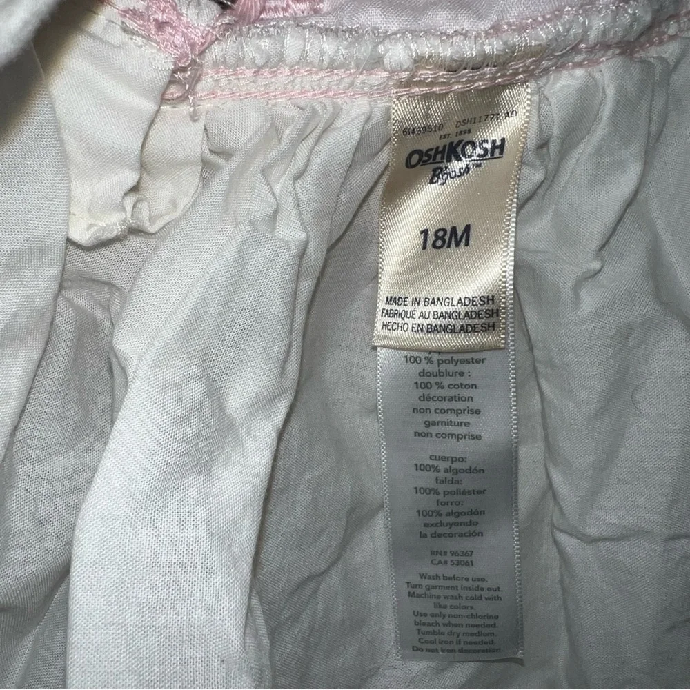 Oshkosh B'Gosh Bunny Rabbit Tulle Overall Dress Pink White Sparkle Size 18 mos.